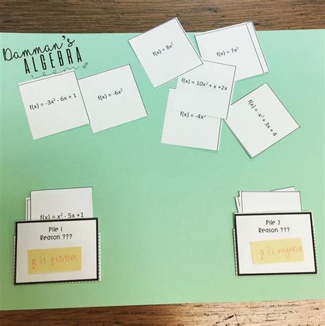 Quadratic Card Sort Quadratics Quadratic Equation Standard Form