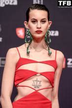 Milena Smit Sexy Seen Braless Showing Off Her Small Tits In A Red Dress At The Feroz Awards In