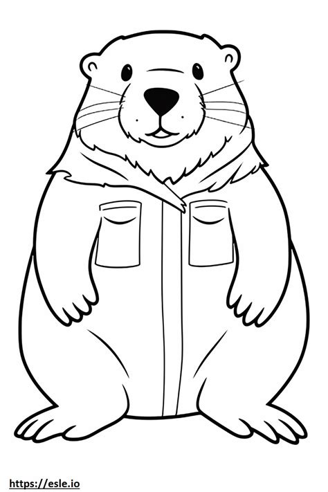 Beaver Cute Coloring Page