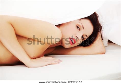 Playful Naked Woman Lying Under Sheet Stock Photo Shutterstock