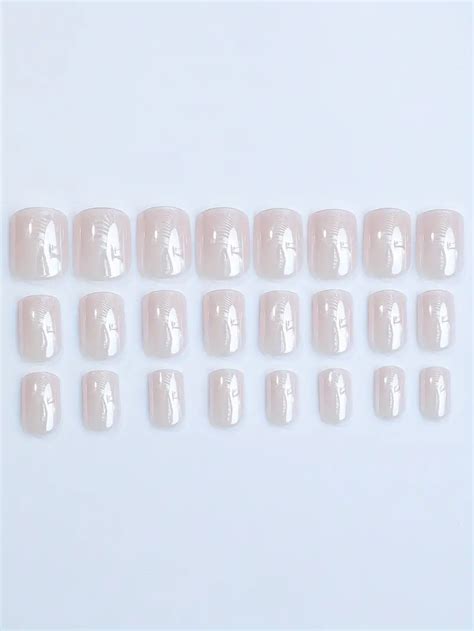 Glossy Short Square Nails Aurora Chrome Press Nails Temu