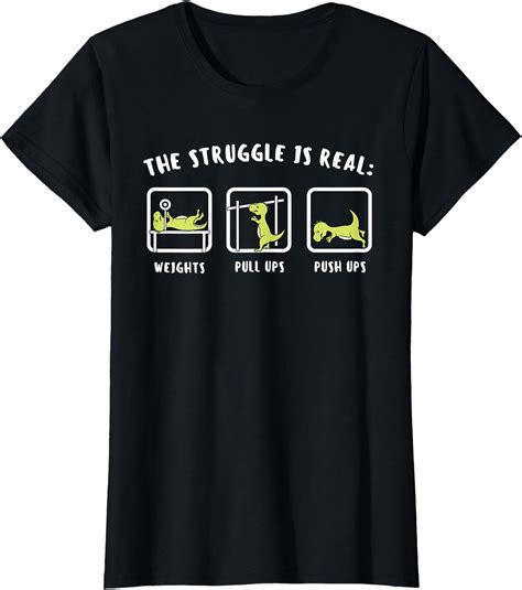 Sam Soft The Struggle Is Real Dinosaur Fitness T-Rex Gym Lover T-Shirt