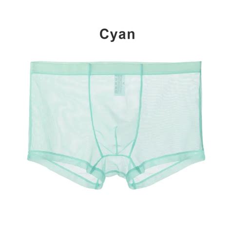 Lof Men Men Underwear Mid Waist Panties Transparent Lingerie Bulge See Through Boxers Intimates