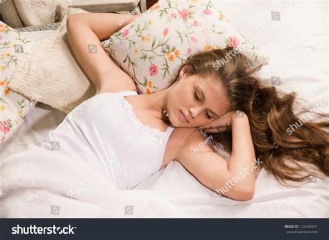 Pretty Blonde Girl Sleeping On Bed Stock Photo Shutterstock