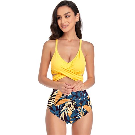 Oavqhlg B High Waisted Bathing Suit Women Piece Flowers Swimsuits For Women Bikini Bottoms