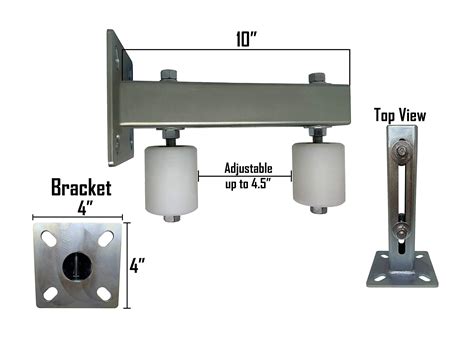 Adjustable Slide Gate Guide Rollers Upper Bolted Bracket Mount 3 White