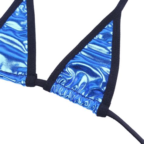 Custom Bikini Lingerie Triangle Halter Top With Thongs G String Swimwear Set Women Bathing Suits