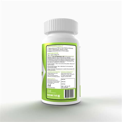 Buy GENETIC NUTRITION MEGA VIT | MULTIVITAMIN SUPPLEMENT | 60 VEG ...