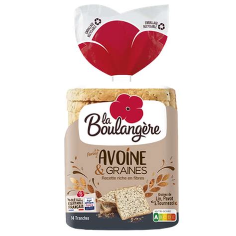 Pain de mie avoine et graines La Boulangère 500 g La Belle Vie