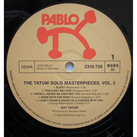 Art Tatum The Tatum Solo Masterpieces Vol 2 Vinyl LP 1975 DE