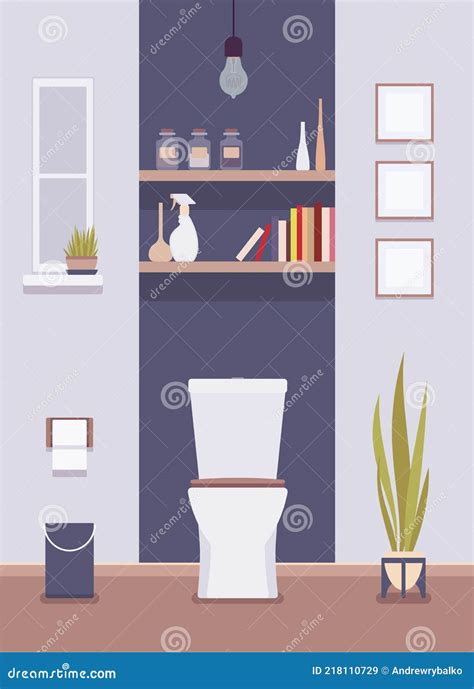 Restroom Interior And Design Stock Vector Illustration Of Toilet