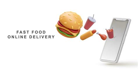 3d Realistic Fast Food Online Delivery Vector Illustration 25872803