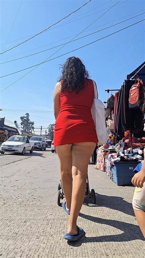 Shameless Milf Latina In A Very Short Red Dress Showing Off Her Cheeks I Appreciate It Oc