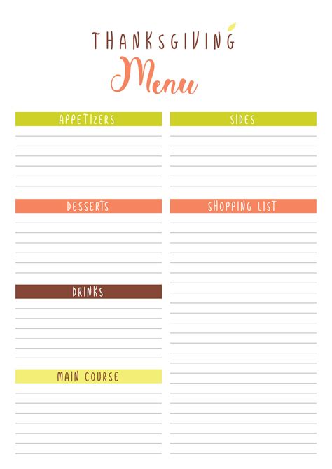 Free Thanksgiving Planner Printable Printables Leap Of