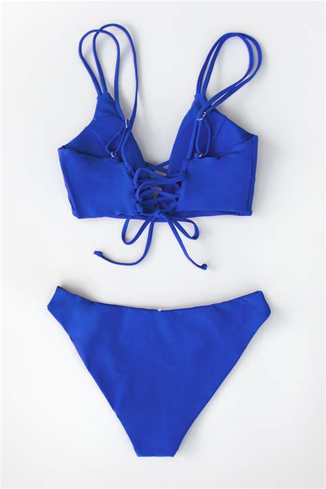 Sapphire Blue Longline Triangle Bikini Cupshe Au