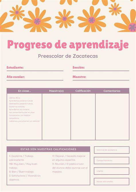 Formato De Boletas De Preescolar