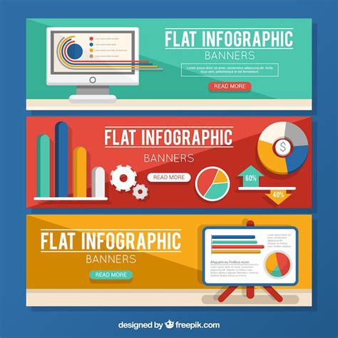 Free Vector Collection Of Three Infographic Banners In Flat Design