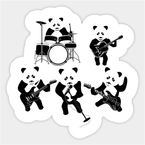 Panda Bear Rock Band Pandas Sticker Teepublic