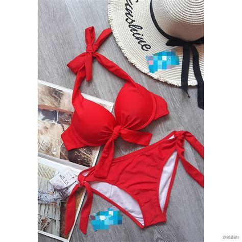 Swimwear Women Halter Bikini 2020 Summer Sexy Red Black Solid