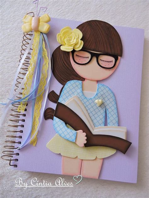 Capa De Caderno Em Eva Com Molde Professora - Eu Amo Artesanato: Capa de Caderno Boneca em Eva com Molde