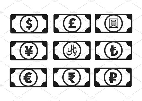 money banknotes  currency symbol icons creative market