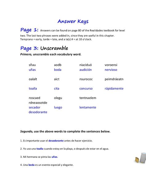 Mas Espanol Intermedio Answer Key 5