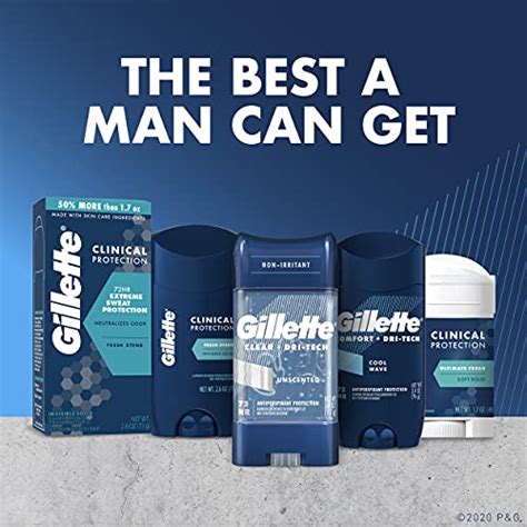 Gillette Clinical Strength Antiperspirant Deodorant For Men Cool Wave Scent Clear Gel 2 6