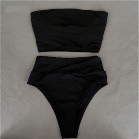 High Waisted Black Bikini Women S Fashion Swimwear Bikinis Swimsuits On Carousell