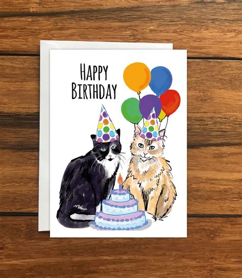 Cats Happy Birthday Greeting Card A6 Etsy