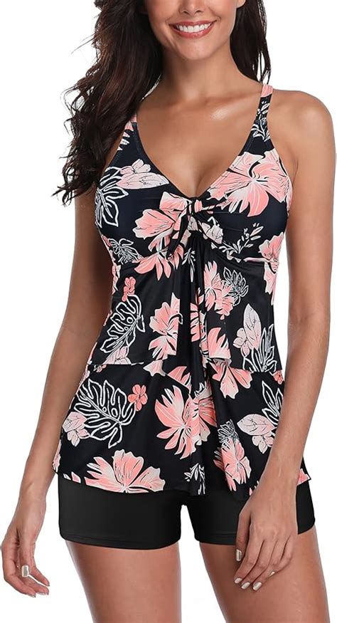 Tankini Badeanz Ge F R Damen Zweiteilig Florales Tankini Oberteil Mit