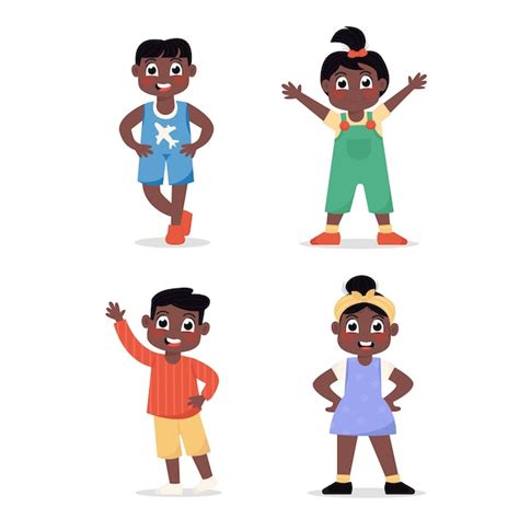 Conjunto De Crian As Afro Americanas Felizes Meninas E Meninos Em