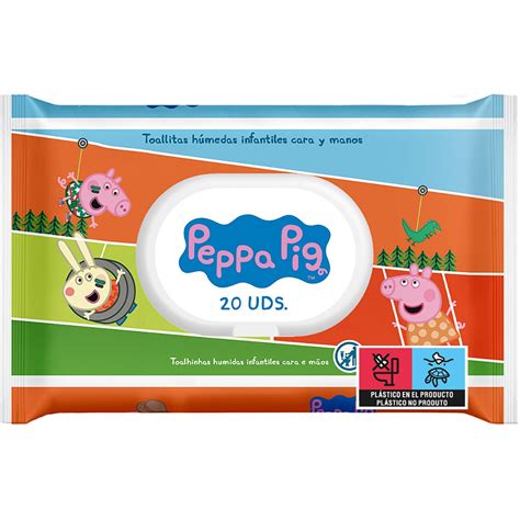 Toallitas húmedas infantiles Peppa Pig paquete 20 unidades para cara y