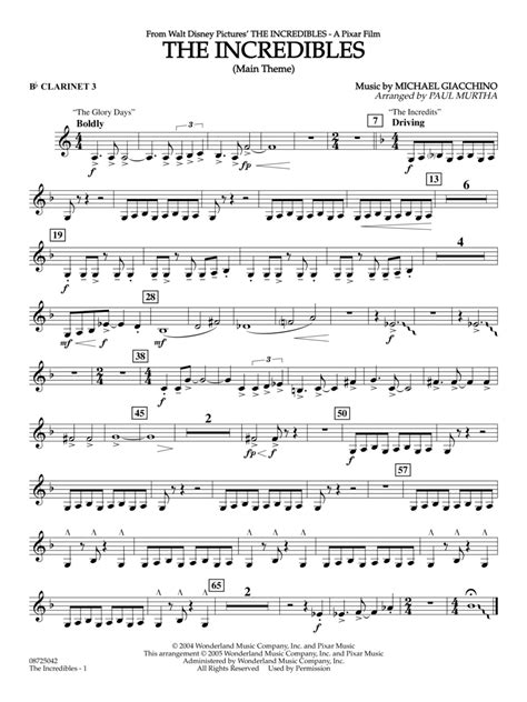 The Incredibles Main Theme Arr Paul Murtha Bb Clarinet 3 By