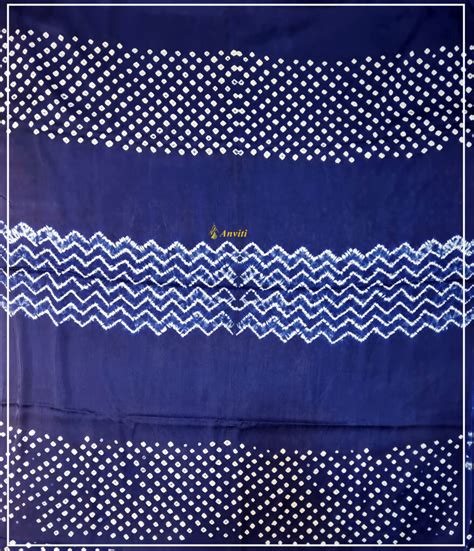 Indigo Blue Ajrakh Bandhej Modal Silk Saree Anviti