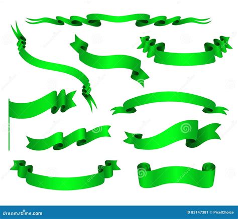 Sistema Del Vector De Cintas Verdes Ilustraci N Del Vector