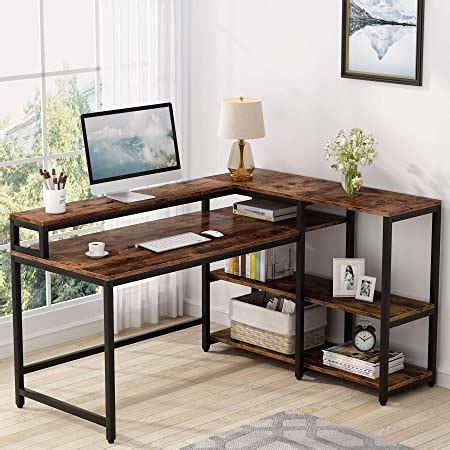 Amazon Bon Augure L Shaped Computer Desk With Storage Shelves