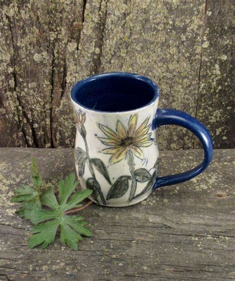 Coffee Mug Cup Hand Painted Pottery Stoneware Ceramic Art Etsy Hand