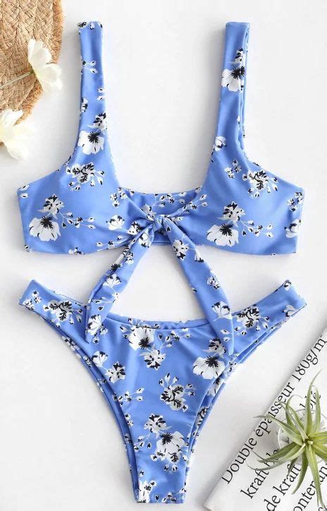 Zaful Floral Tied Tank Bikini Set Tank Bikini Set Bikinis Tank Bikinis