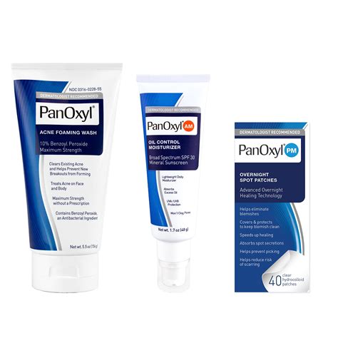 Panoxyl 10 Benzoyl Peroxide Acne Foaming Wash Oil Control Moisturizer And Patches Bundle