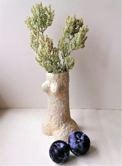 Naked Body Paper Mache Artwork Light Paper Pulp Vase Female Nude Torso Decorative Recycled
