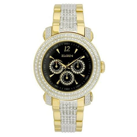 Elgin Mens Gents 3 Subdial Double Layer Watch Goldtone Walmart