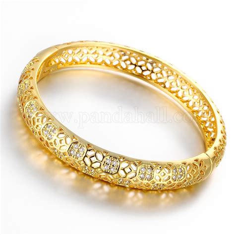 Wholesale Real 18k Gold Plated Filigree Brass Cubic Zirconia Hollow