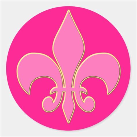 Hot Pink Fleur De Lis Classic Round Sticker Zazzle