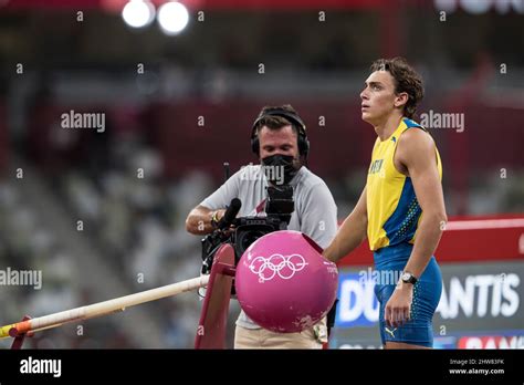 Mondo Duplantis participating in the Tokyo 2020 Olympics in the pole ...