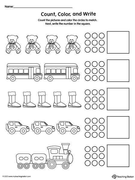 Count Color And Write Numbers Myteachingstation