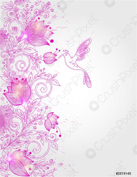 Hand Drawn Pink Floral Background Stock Vector 2519145 Crushpixel