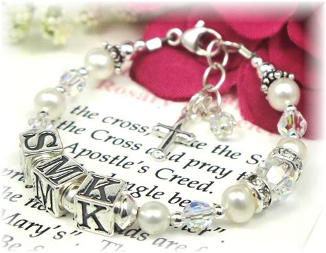 Personalized Baby Rosary Bracelet Baptism Christening New Baby Shower