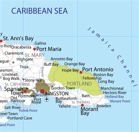 Map Of Portland Jamaica - Island Maps