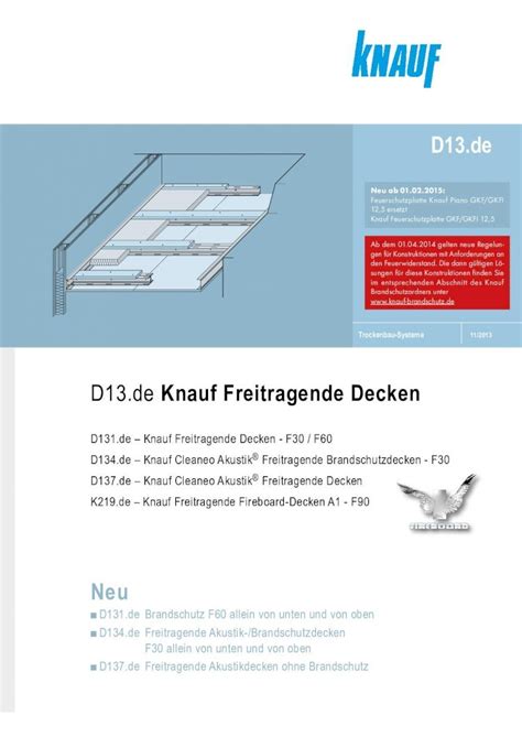 PDF D13 De Knauf Freitragende Decken GKF DF Gipsplatten Gem DIN