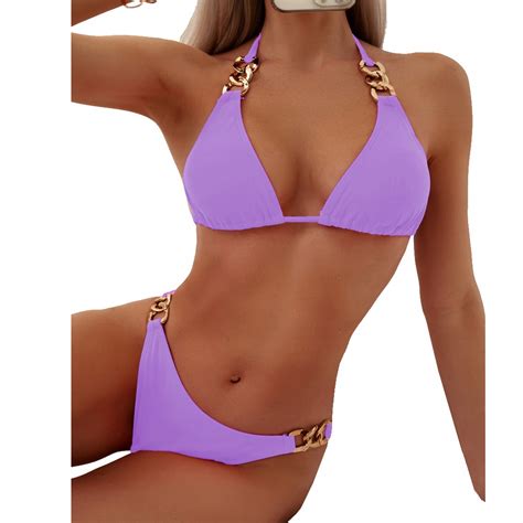 SEKSOWNY STRÓJ KĄPIELOWY DWUCZĘŚCIOWY BIKINI ZŁOTE OZDOBY WIĄZANIE L 15566110645 Allegro pl